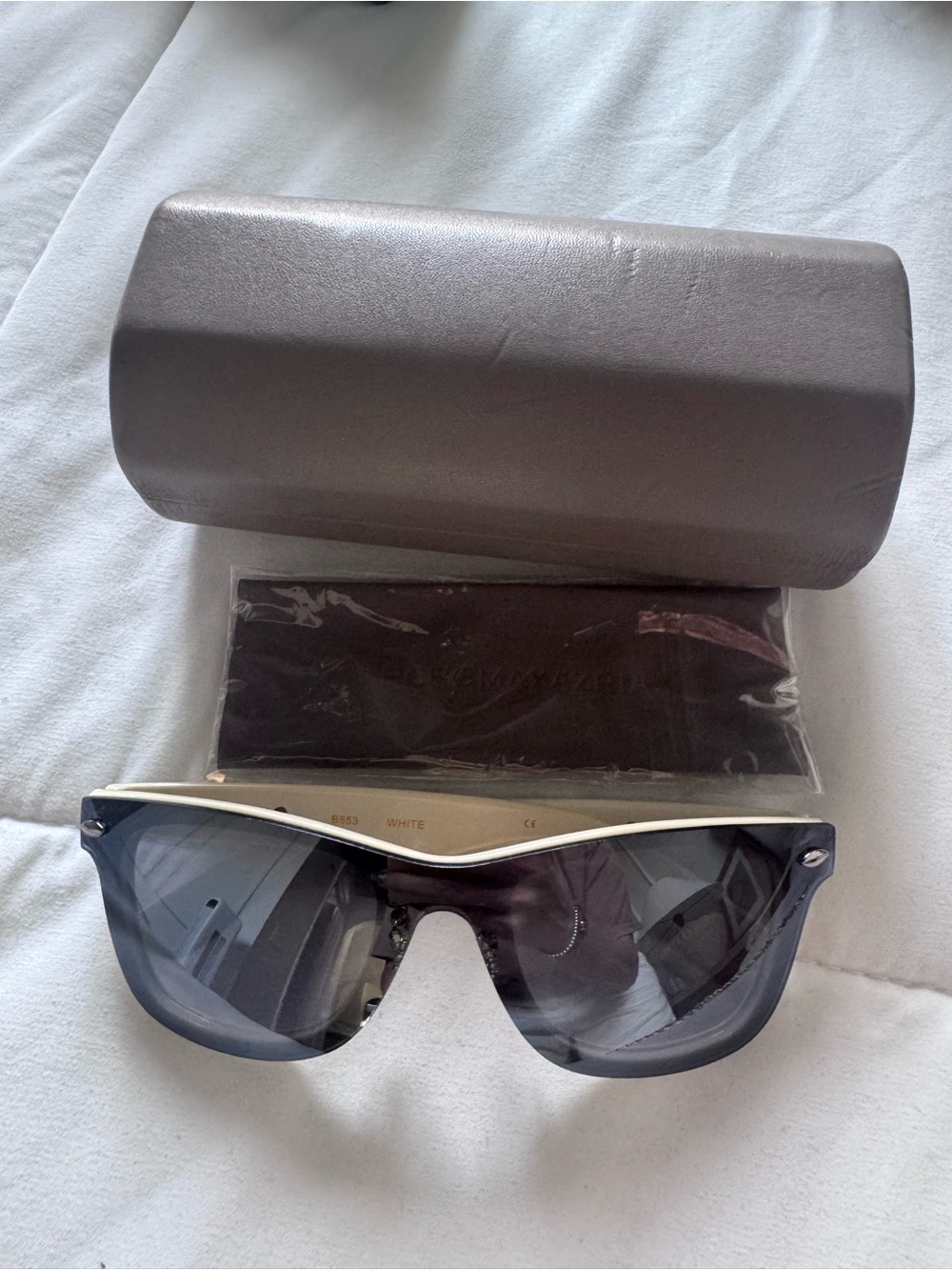 BCBGMaxAzria Black and White Shield Sunglasses